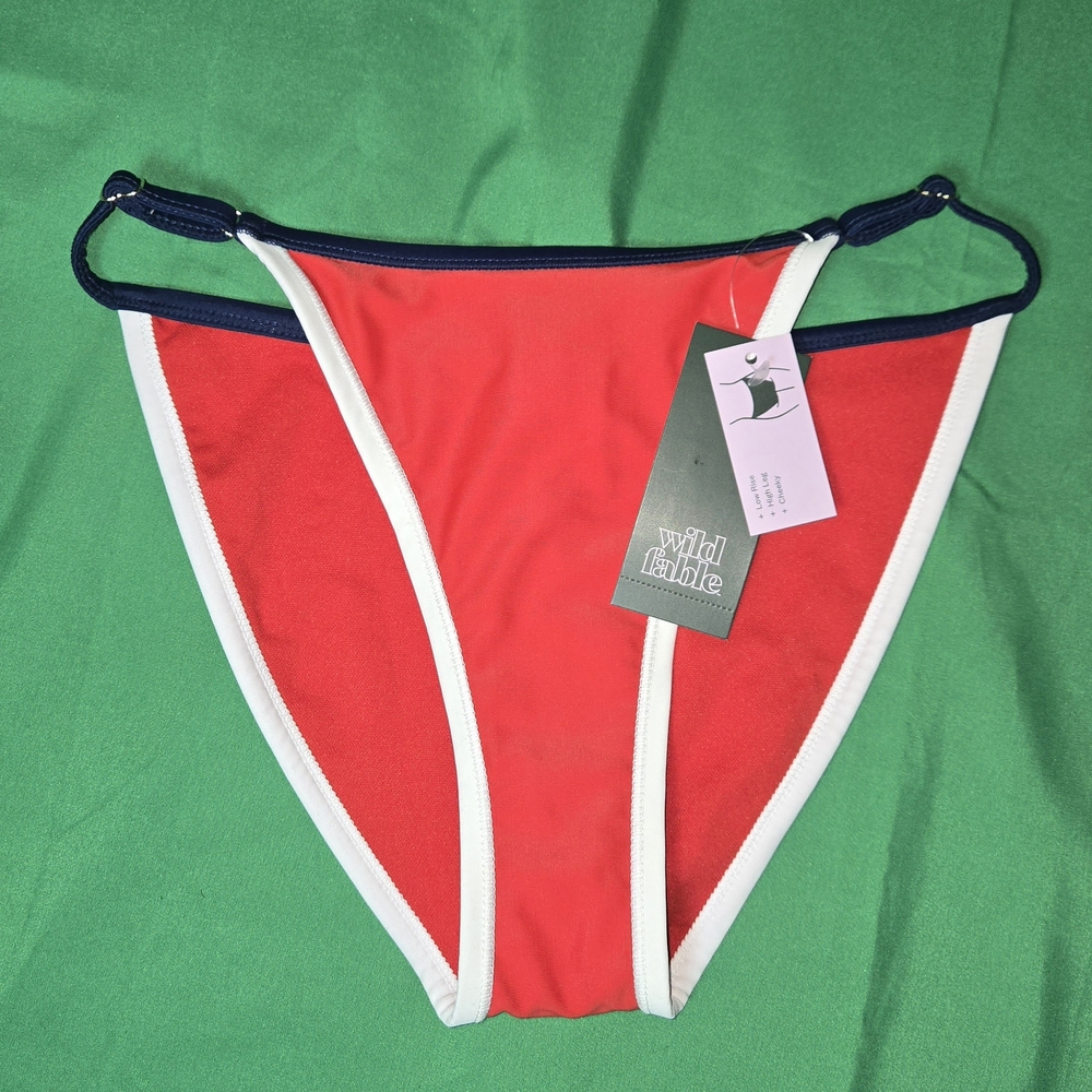 wild fable Red Bikini Bottom with Navy & White Trim
